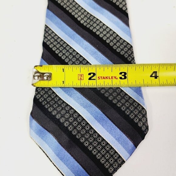 JOHN W. NORDSTROM Men's 100% Silk Necktie USA Designer Striped Blue/Black EUC - Picture 9 of 10